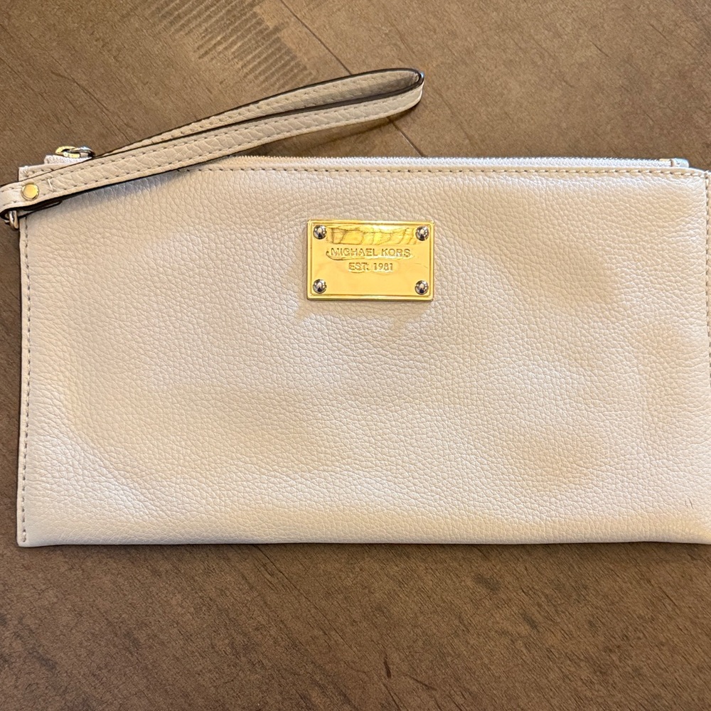 Michael Kors Gold Accent Cream Wristlet